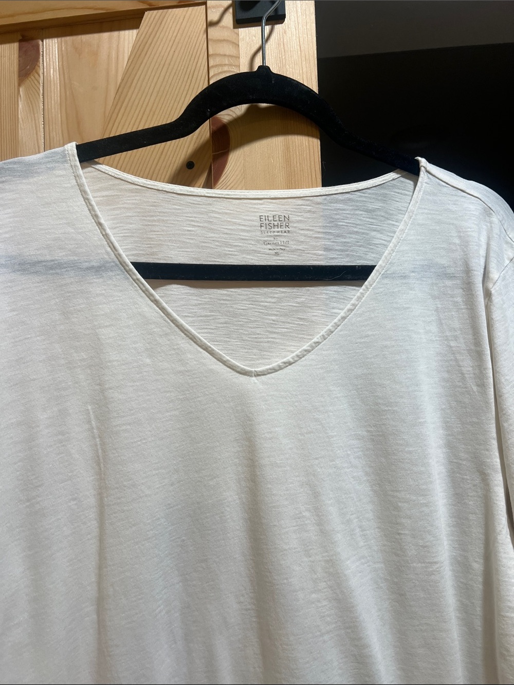 Eileen Fisher Cream V-Neck Top size x large short sleeve